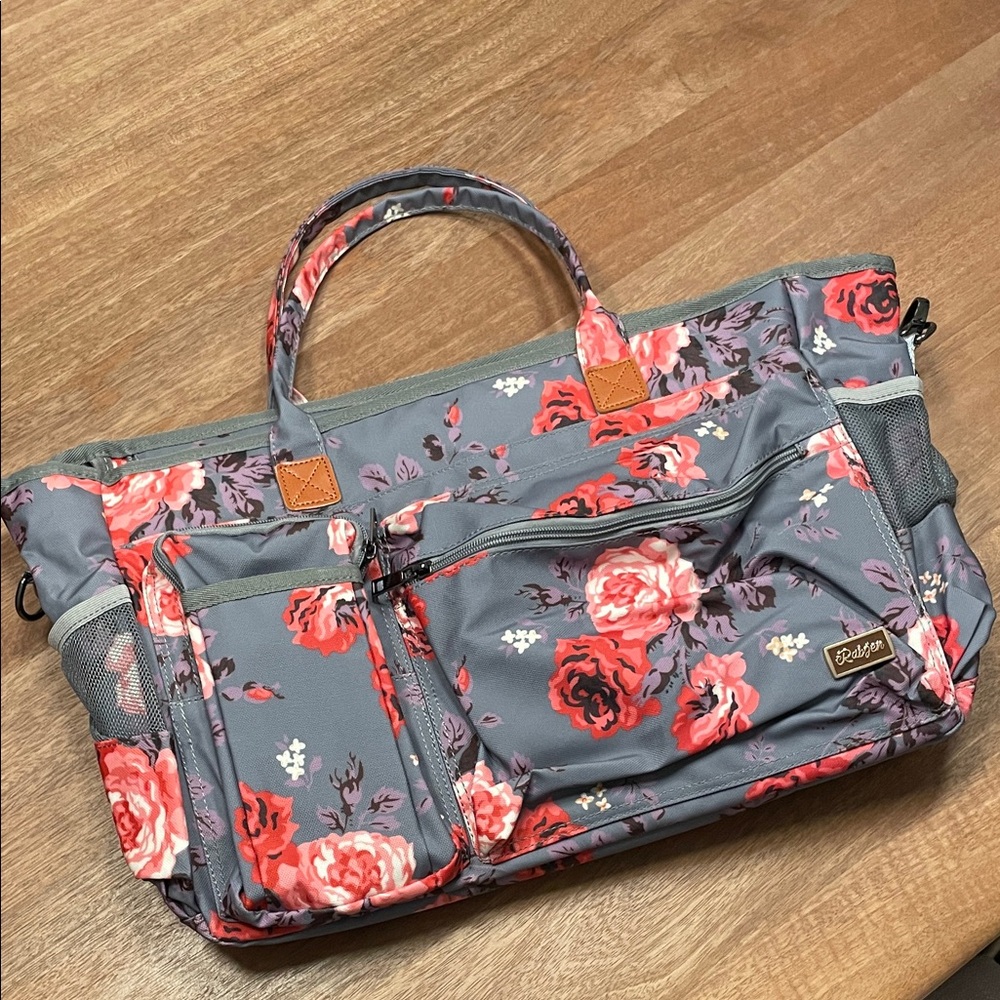 Rabjen Chic Floral Baby Bag in Gray and Red